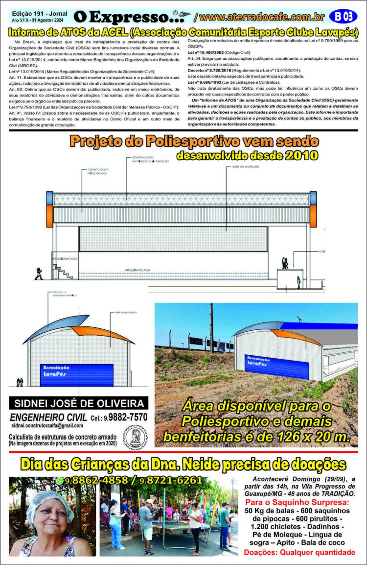Jornal O EXPRESSO... - Edição 191: "A última linha de defesa!" - Projeto do Poliesportivo da ACEL