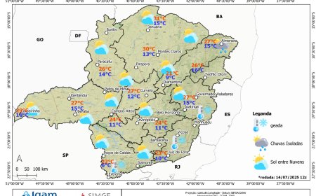 Terça-feira, 15 de julho de 2025 - Previsão de Tempo para MINAS GERAIS