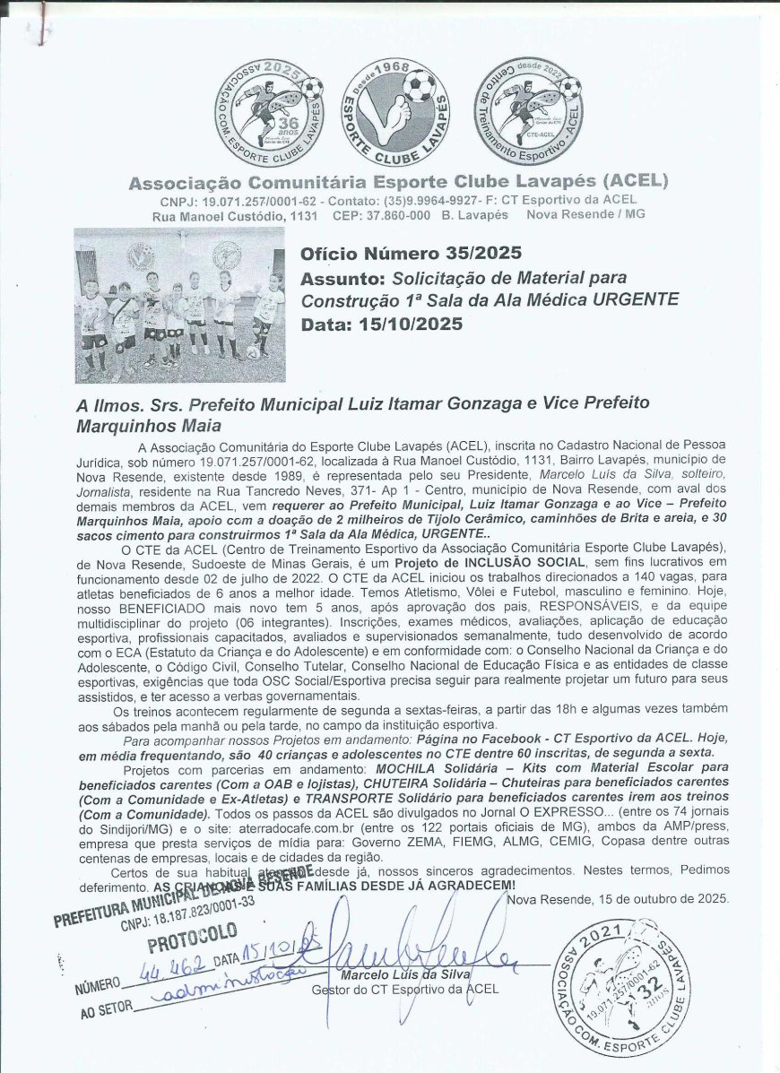 268º Boletim CTE ACEL: AJUDA para ALA Médica e Sede Social (15/10)