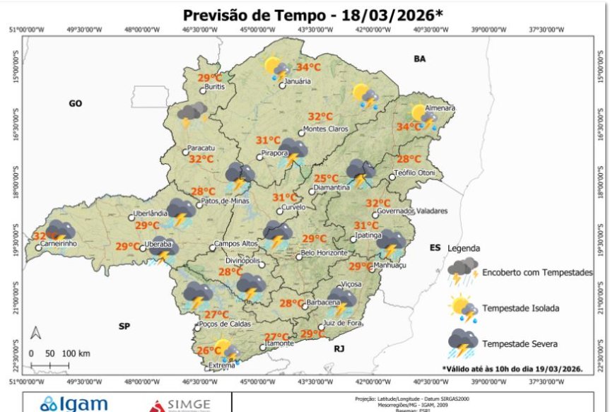 Chuva forte atinge Nova Resende e Sul de Minas hoje
