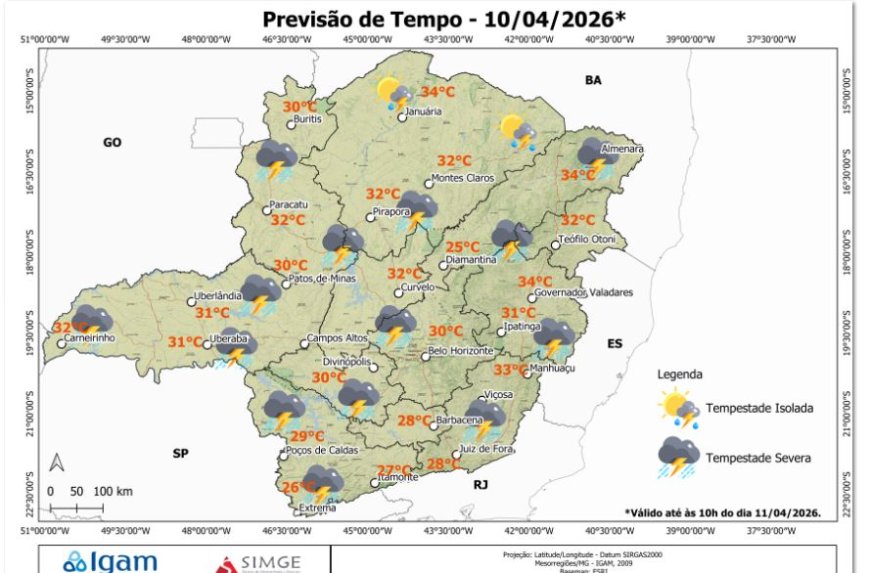Previsão do tempo em Nova Resende Minas Gerais sexta 10 de abril