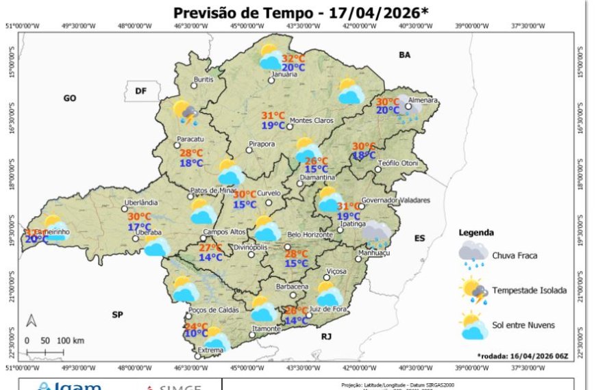 Previsão do tempo em Nova Resende Minas Gerais nesta sexta feira