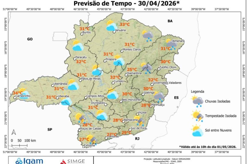 Tempo seco e calor marcam o dia em Nova Resende Minas Gerais