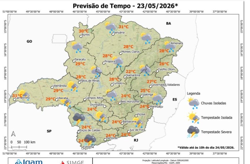 Previsão do tempo alerta para tempestades no Sul de Minas